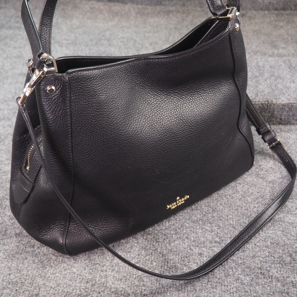 Kate Spade New York Black Pebbled Leather Crossbody Shoulder Satchel Handbag